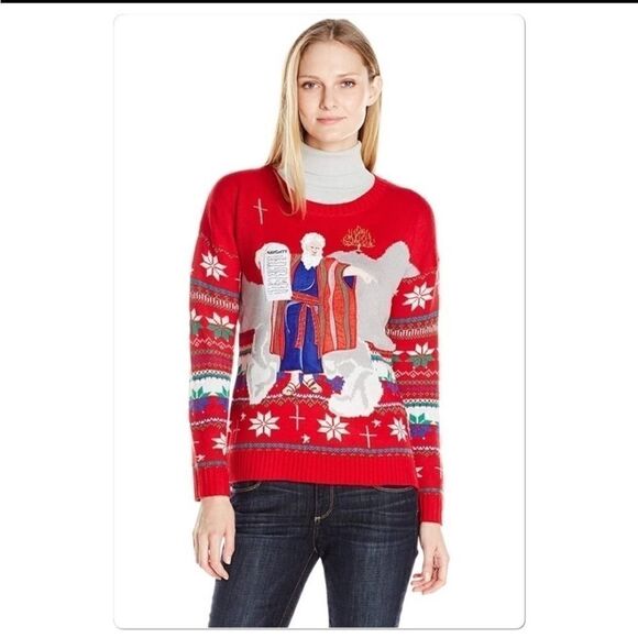 Moses Naughty Ugly Christmas Sweater Size Medium - Picture 1 of 8